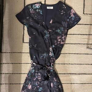 Babaton Floral Navy Blue/Purple Maxi Wrap Dress Size 2XS